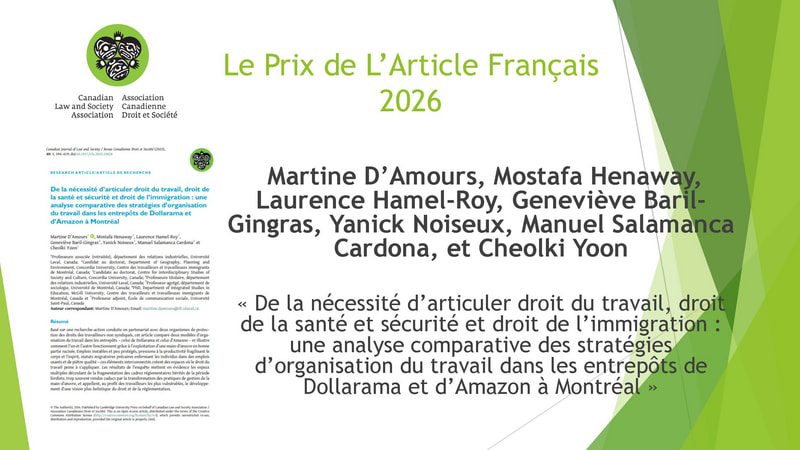 Association announcement of a 2026 prize